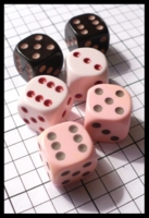 Dice : Dice - 6D Pipped - Yellow - Pink and Brown Mix - FA collection buy Dec 2010